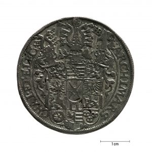 0919 zbiory numizmatyczne st. kadyiego; august książę saski (1586); talar – rewers