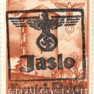 4531 AHSiD – znaczek pocztowy z okresu okupacji niemieckiej z nabitą pieczęcią Jasło. II wojna światowa.