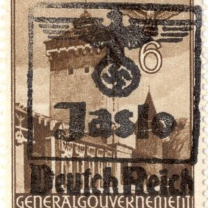 4532 AHSiD – znaczek pocztowy z okresu okupacji niemieckiej z nabitą pieczęcią Jasło. II wojna światowa.