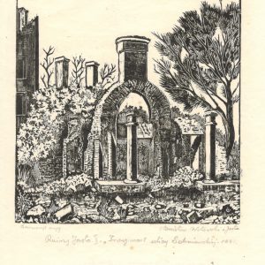 229 A-H, Stanisław Witowski z Jasła, Fragment ul. Sobniowskiej 1944, drzeworyt