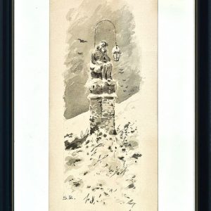 256 A-H, Seweryn Bieszczad, Kapliczka, akwarela, 15x31 cm