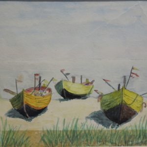 4529 A-H, Stanisław Witowski z Jasła, Łodzie rybackie, 1966, akwarele, 21 x 30 cm