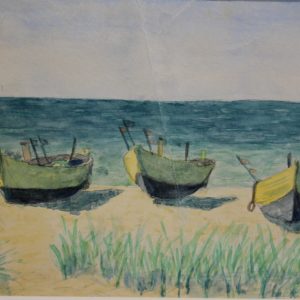 4532 A-H, Stanisław Witowski z Jasła, Łodzie rybackie III, 1966, akwarele, 21 x 30 cm