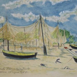 4533 A-H, Stanisław Witowski z Jasła, Sieci rybackie, 1956, akwarele, 24,5 x 35 cm