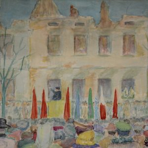 4565 A-H, Stanisław Witowski z Jasła, Mowa księdza Borowca, Ruiny Jasła, 1945, akwarele, 35 x 50 cm