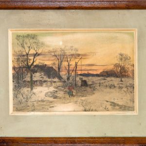 847 A-H, Seweryn Bieszczad, Pejzaż wiejski, akwarela, 78x62 cm