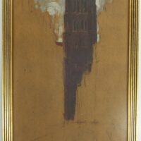 6429 A-H, Ignacy Pinkas, Kościół Marii Panny w Gdańsku, olej na tekturze, 53 x 29 cm