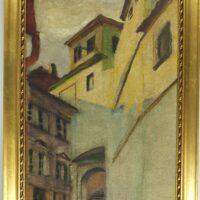 6426 A-H, Ignacy Pinkas, Radzieckie schody, 1926, olej na tekturze, 50 x 25 cm